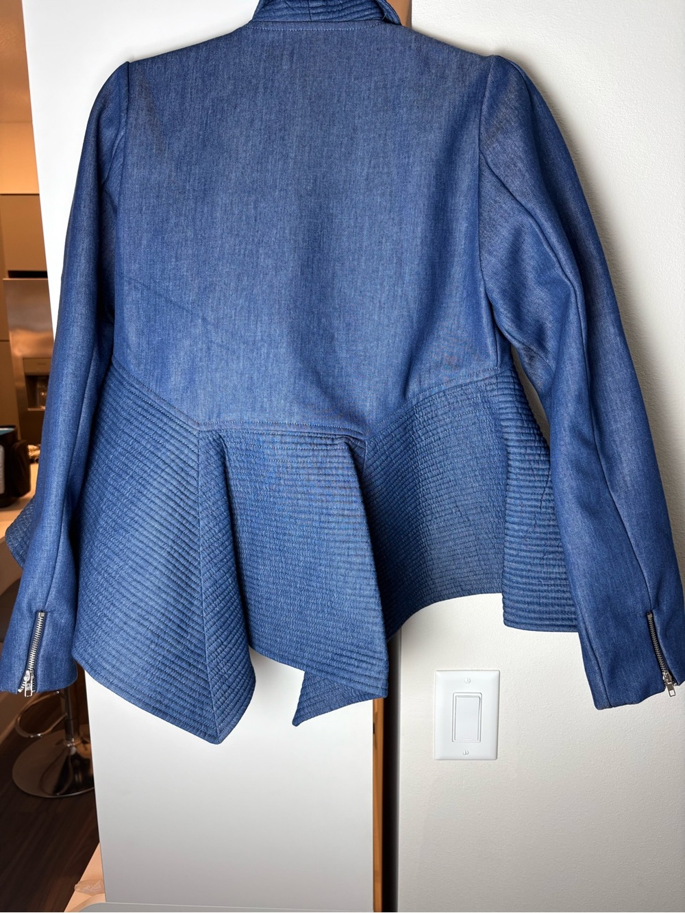 Gracia Designer Asymmetrical Jacket | Sculptural Blue Statement Blazer | Size M - Picture 14 of 14